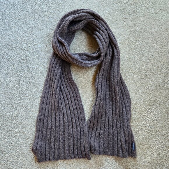 Fisherman Woolmark Accessories - Brown Ribbed Lambswool Scarf made in Ireland